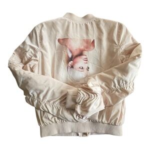 H&M Cream Bomber Jacket with Graphic Back Print